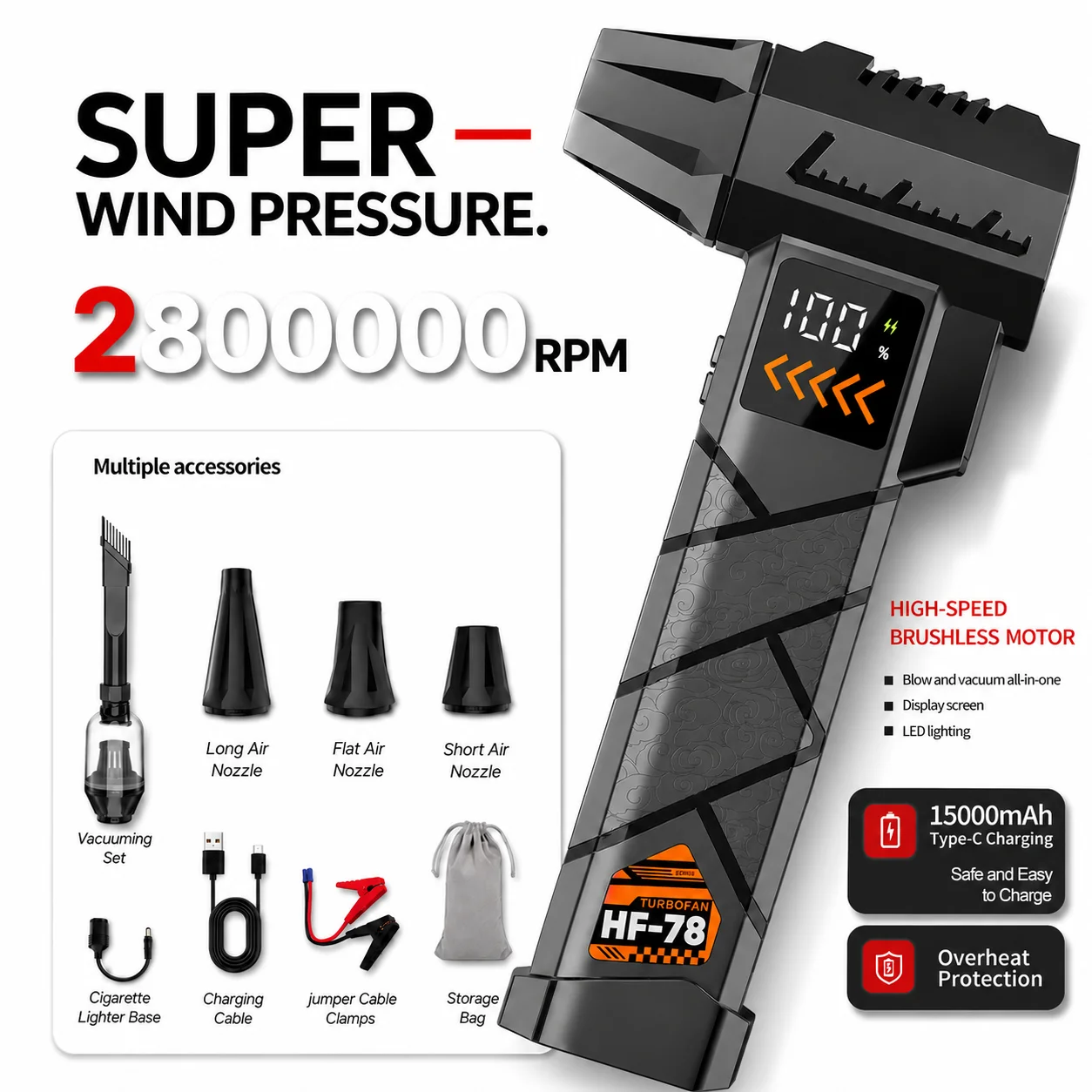 Super Powerful 2800000RPM Elec - Dryer Car Blower のレビューと価格